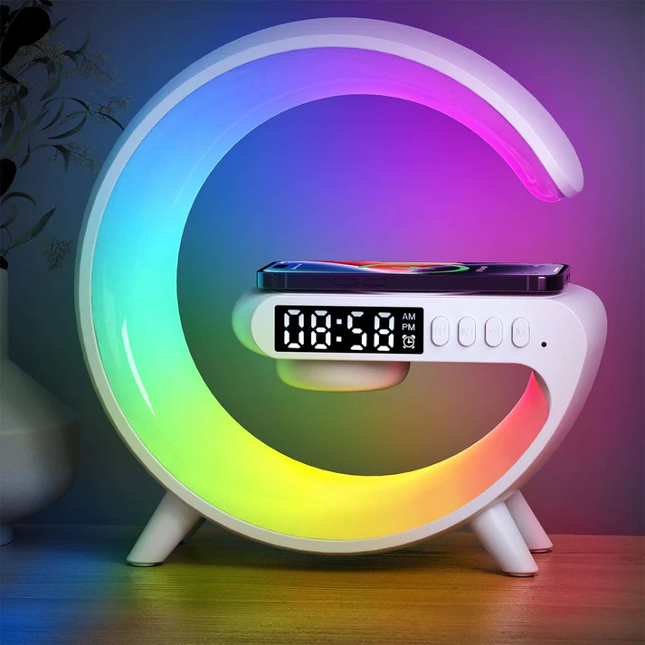 Misuli 3 In 1 Bluetooth Speaker Alarm Clock Wireless Charger Led Moon Lamp Music Home Decor Night Table Smart Light
