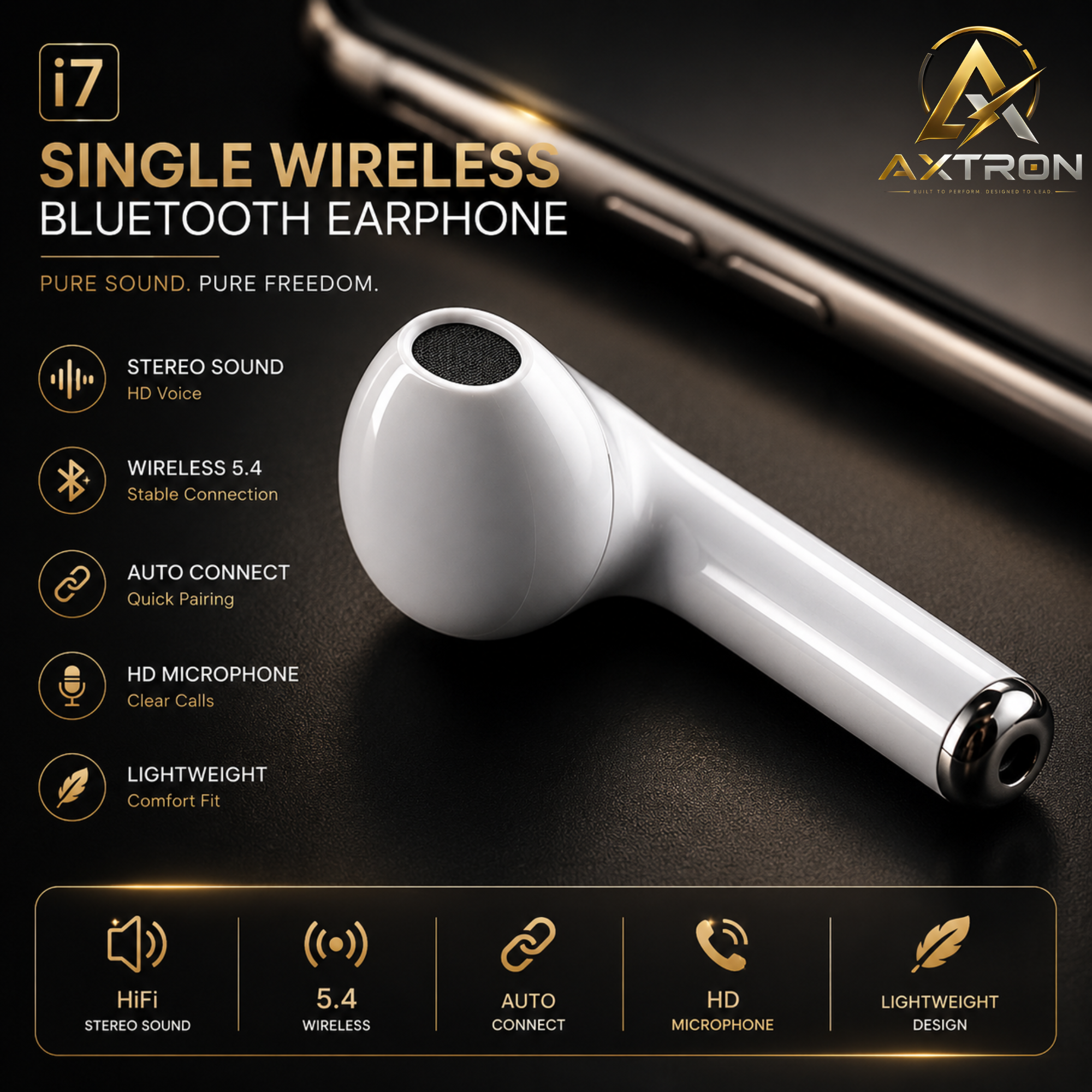 M163 Wireless Bluetooth Earphone Headset Single Earpiece With Ear Clip (Connect with All Bluetooth Devices).