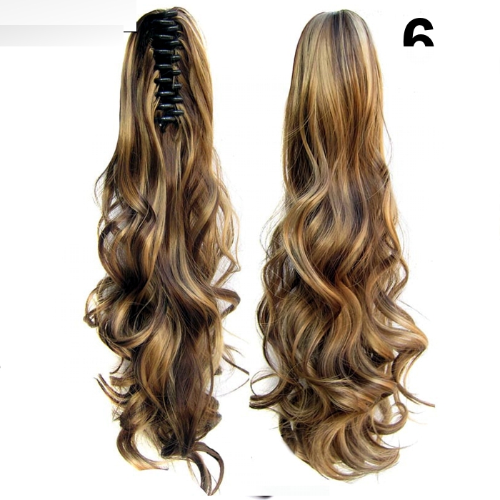 Hair Extension Ombre Dark Brown With Golden highlights Synthetic Hair Streaking