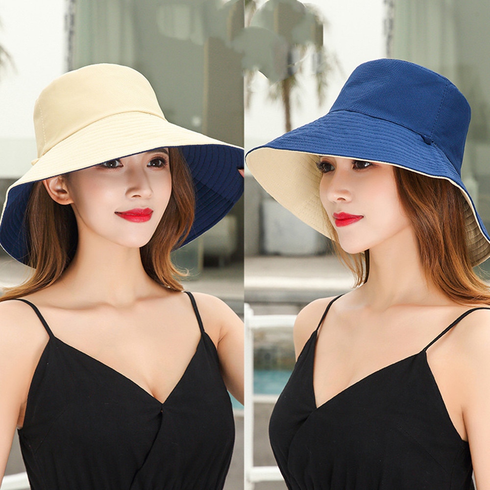 Women Solid Color Bucket Hat Outdoor 