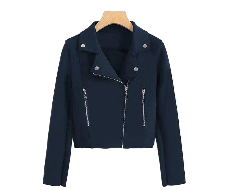 Womens biker Jacket*

Stuff-Double Fleece 
(High Quality)
*Compaign Price :1699Pkr/-*
Available in 2 colours Jet Black,Navy Blue

Size chart 
Chest-19/20
Length-21
Sleeves-22
Shoulders-17
Arm Measurements-8
