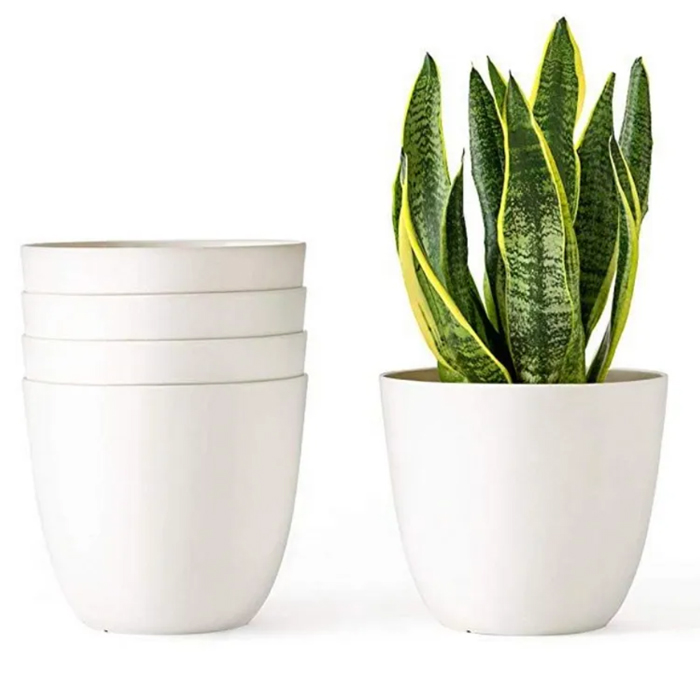Pack of 6 - Small Flower Pots for Cactus and Artificial Plants - White