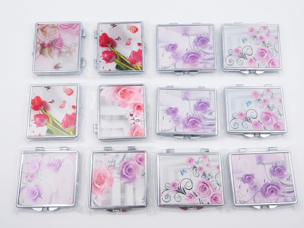 1 piece Pocket Mirror Floral Print Foldable Pocket Mirror - Compact Double-Sided Makeup Mirror for Women  khanani shop