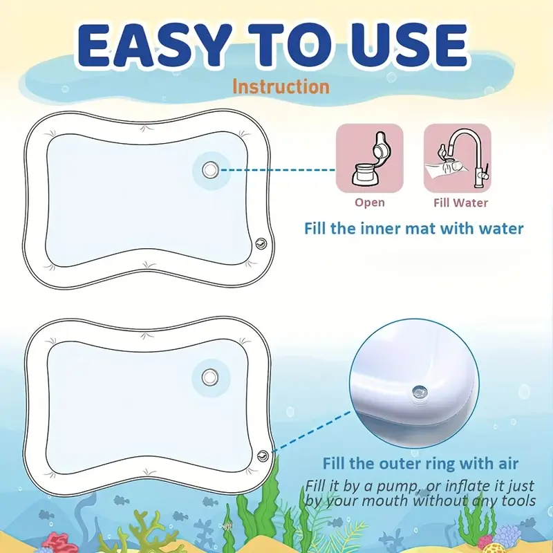 Baby Water Play Mat for T Copy message Fun Sensory Activity Toy for Infants & Toddlers