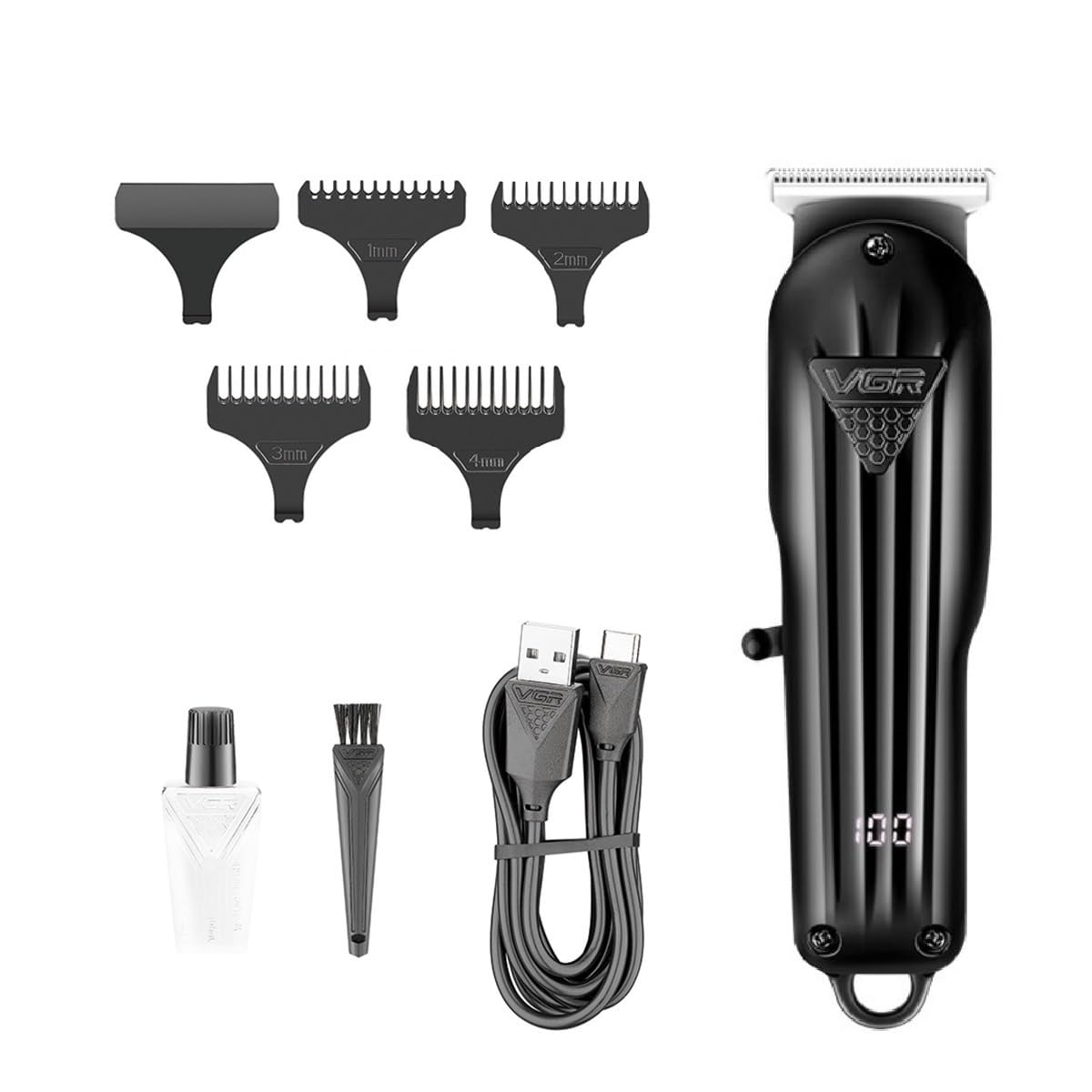 VGR V-982 Digital Display Professional Cordless Hair Clippers Cutter ...