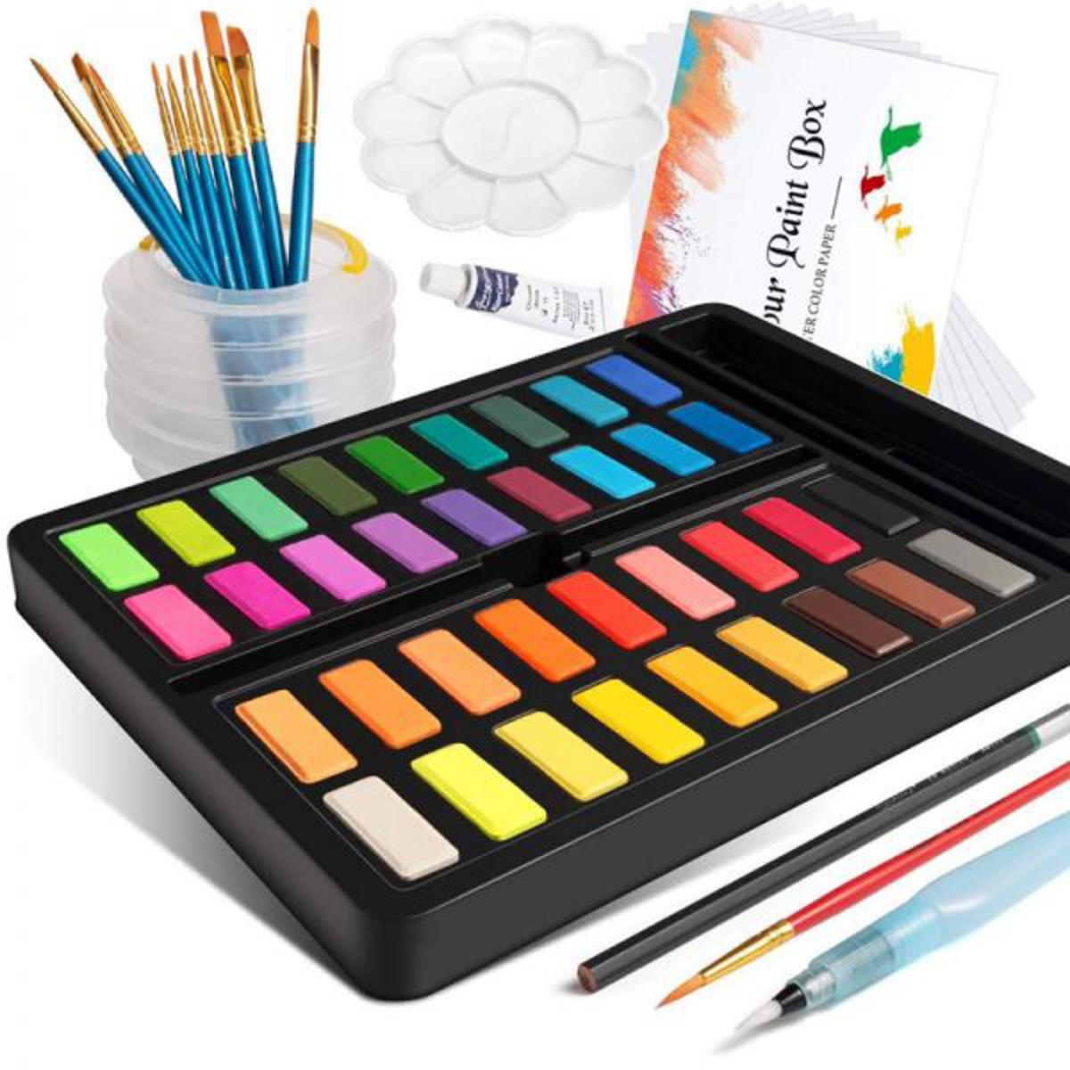 Keep Smiling 36 Colors Solid Watercolor Paints With Painting brush