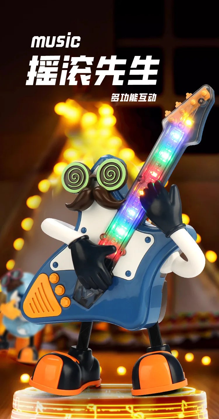 Electric Dancing Mr. Rock &Amp; Roll Music Light Swing Saxophone Guitar Dancing Robot Toy