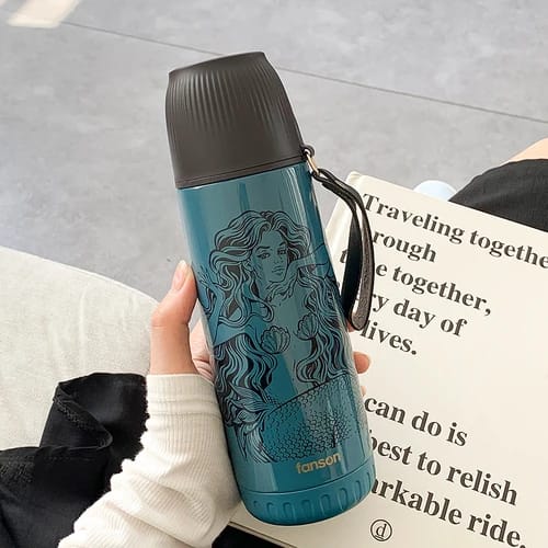 Mermaid Creative Stainless Steel Water Bottle 380Ml Vacuum Flask For Hot Or Cold Water Bpa-Free Made With Double-Wall Safe And Non-Toxic Materials