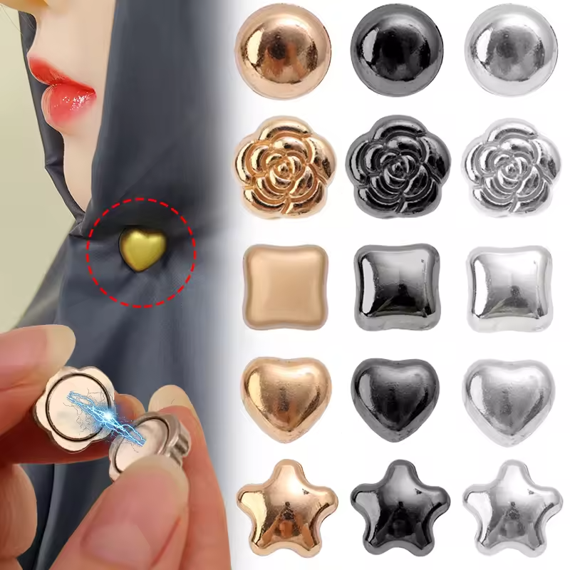 Strong Hijab Magnets – Multi-Design Scarf Magnets, Pinless Magnetic Pins for Muslim Hijab, Multi-Colored Magnetic Buttons for Scarf, Secure and Stylish Closure