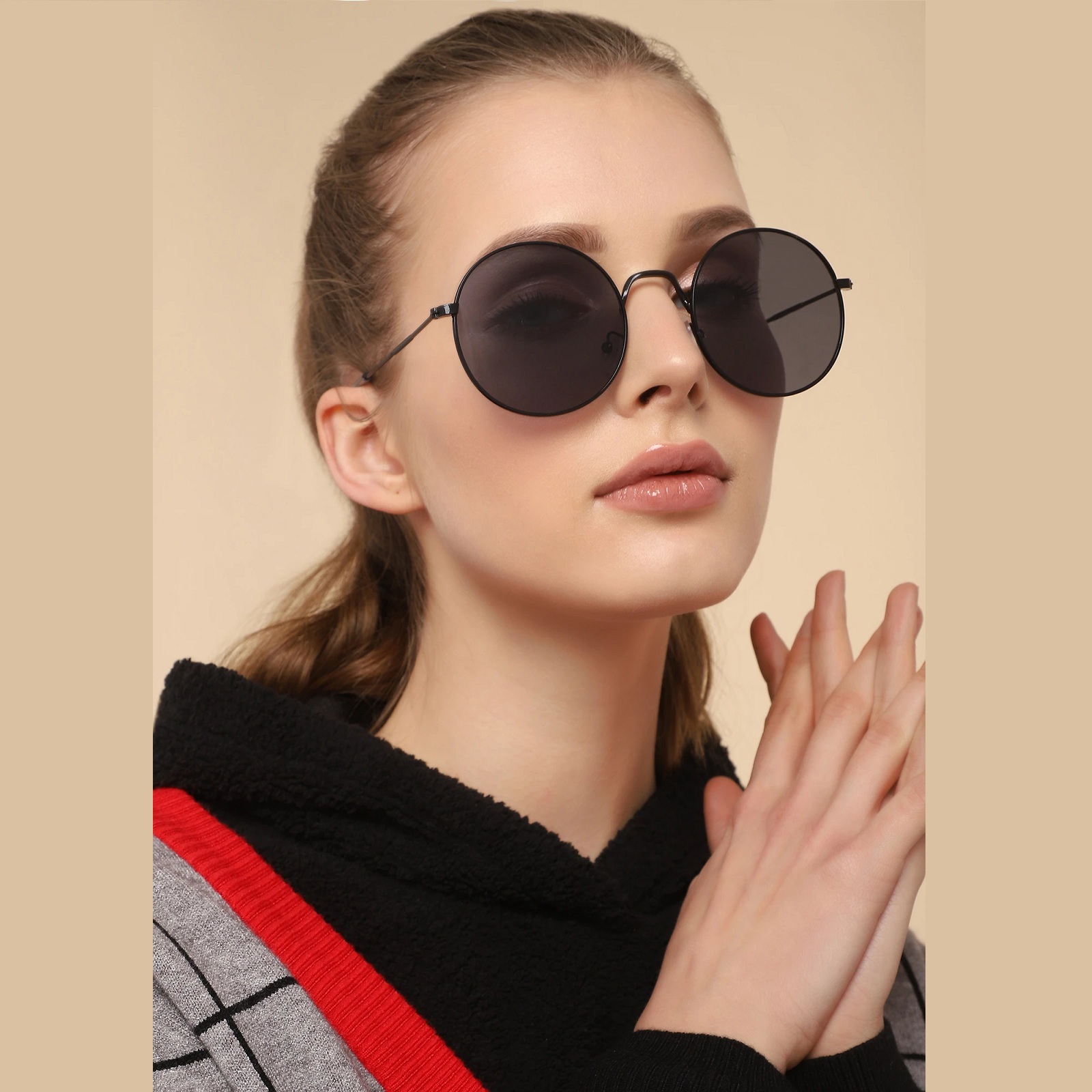 Black Round Sunglasses for Women