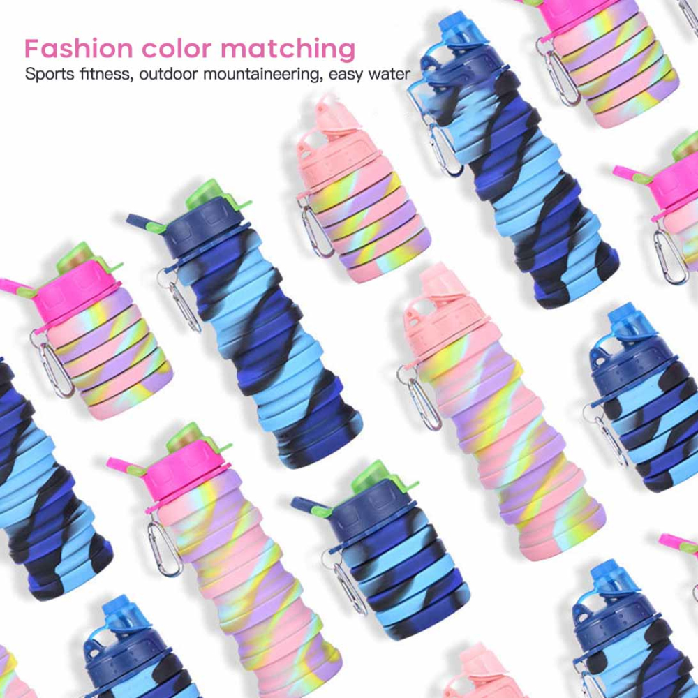 Bicycle Foldable Water Bottle Leakproof Cycling Water Drink Bottle Creative Telescopic Portable Outdoor Drinkware Bottle 1-Pcs