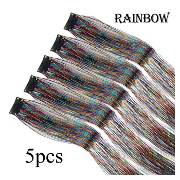 5Pcs Pack Sparkling Shiny Tinsel Hair Extensions - Rainbow
