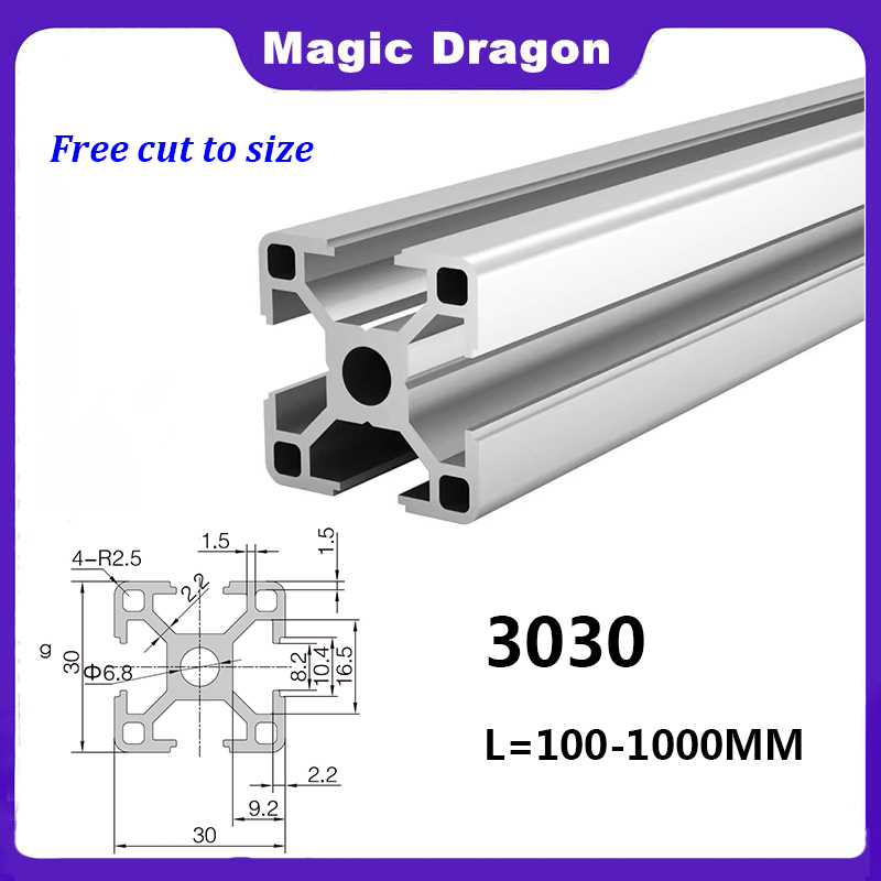1PC 3030 Aluminum Profile Extrusion 100-1000MM Length European Standard ...