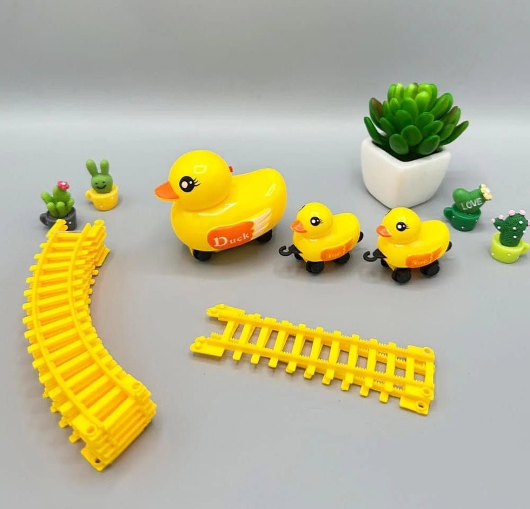 Yellow Duck Electric Rail Train Set with Track - Battery Operated toy designed for children.