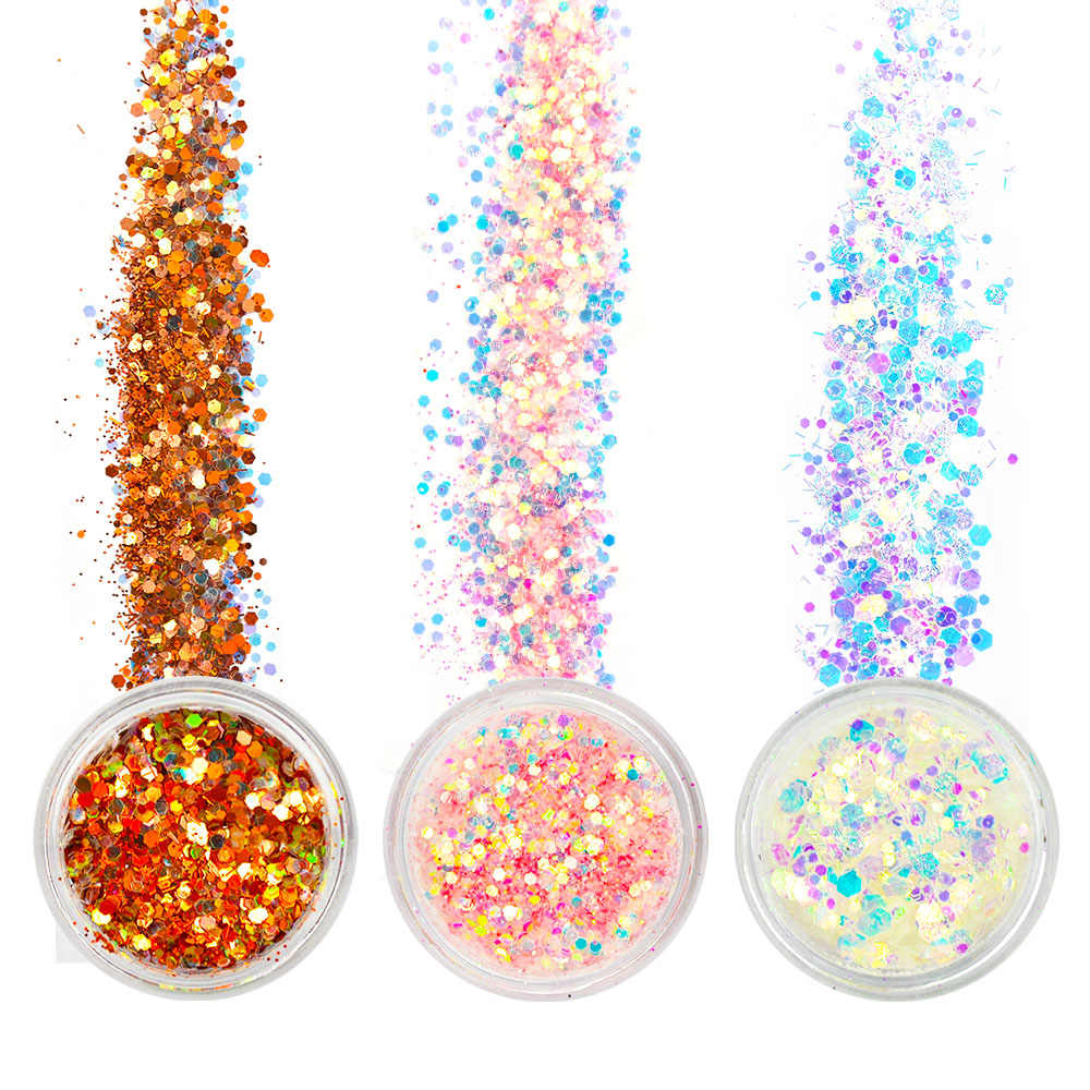 6 boxes/setvLaser Mixed Nail Glitter Powder Sequins Shinning Colorful Nail Flakes 3d Charm Dust For Nail Art Decorations