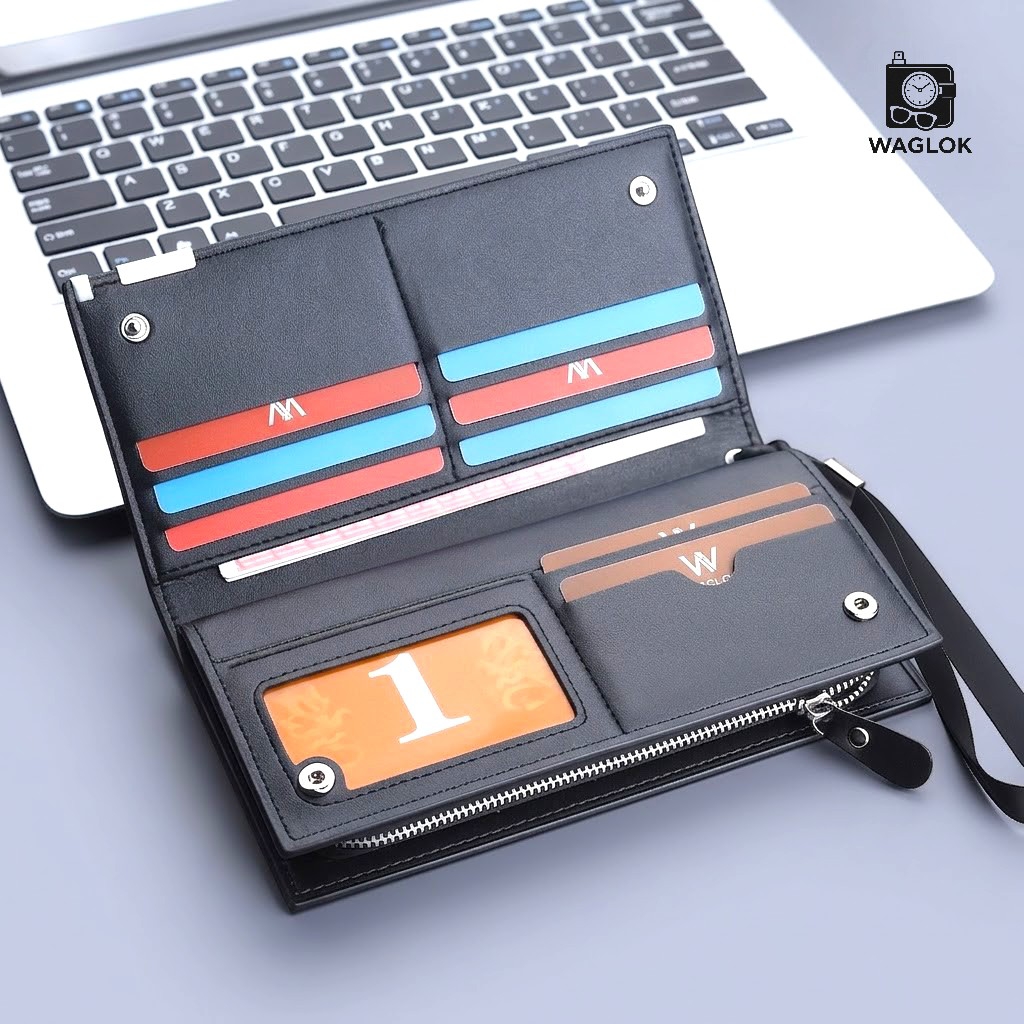 PU Leather Balebaily Long Wallet – Card Slots, Zippered Phone Compartment, ID Window, and Dual Ticket Pockets