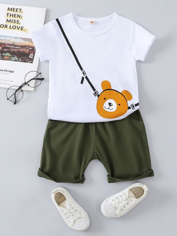 T-shirt And Shorts Pant For kids Baby Boys And Baby Girls Round Neck Short Sleeves Tee Tops Clothes Set's Dresses Outfit