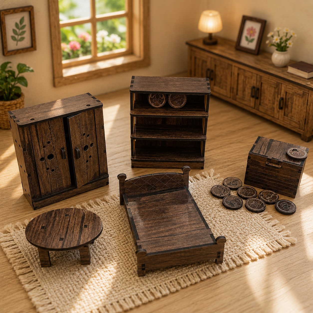 New Doll house furniture set  Miniature furniture for kidd | Wooden Dollhouse furniture