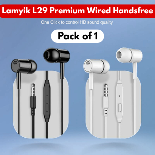 Lamyik L29 Handsfree Handsfree | Universal 3.5mm Earphones | Heavy Bass & Clear Sound | Compatible with All Android Devices.