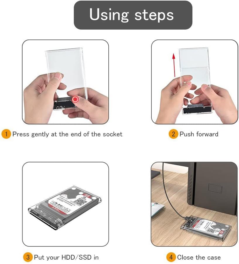 USB & Type C 3.0 Portable HDD SSD 2.5" Hardrive External Case - 2.5" Hard Drive Case 5Gbps High Speed Fast Data Transfer