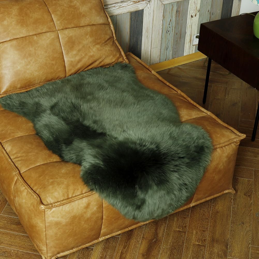 Faux Sheepskin Rug Green Sheep Foot Door Mat Rug 2ft x 3ft