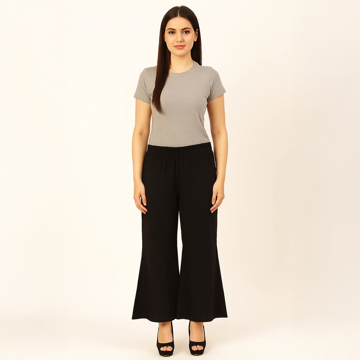 Plain Linen Plazo for Women Women's High Waist Wide Leg Pants Loose Fit Comfortable Casual Trousers