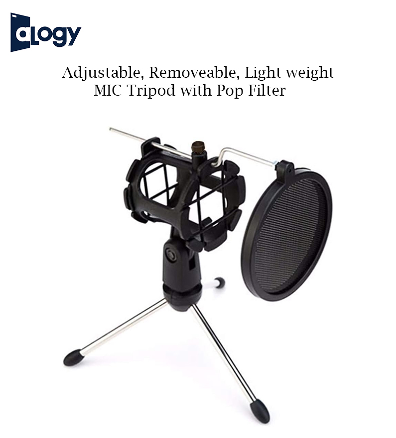 ALOGY Microphone Mic Stand Tripod Bracket Portable Desktop Adjustable