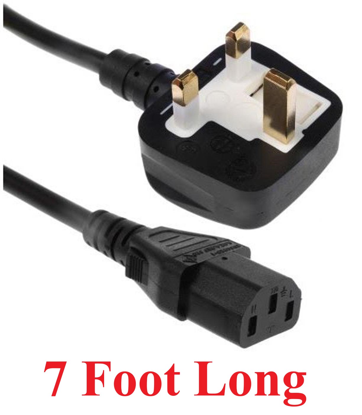 Power Cable for Computer - Monitor with Fuse - UK PLUG - Desktop PC Power Cable with Fuse - 3 Pin - Computer Power Lead for TV - Printer - SMPS