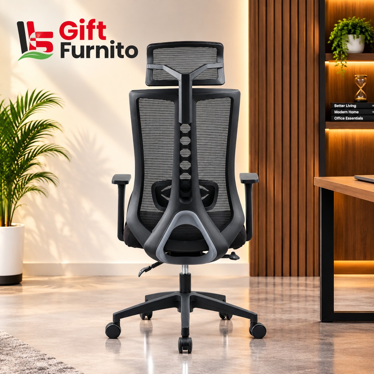 Gaming Imported Chair Ergonomic Design  Adjustable Mesh Back Computer Chair  High Back Reclining Chair with Headrest & Lock
