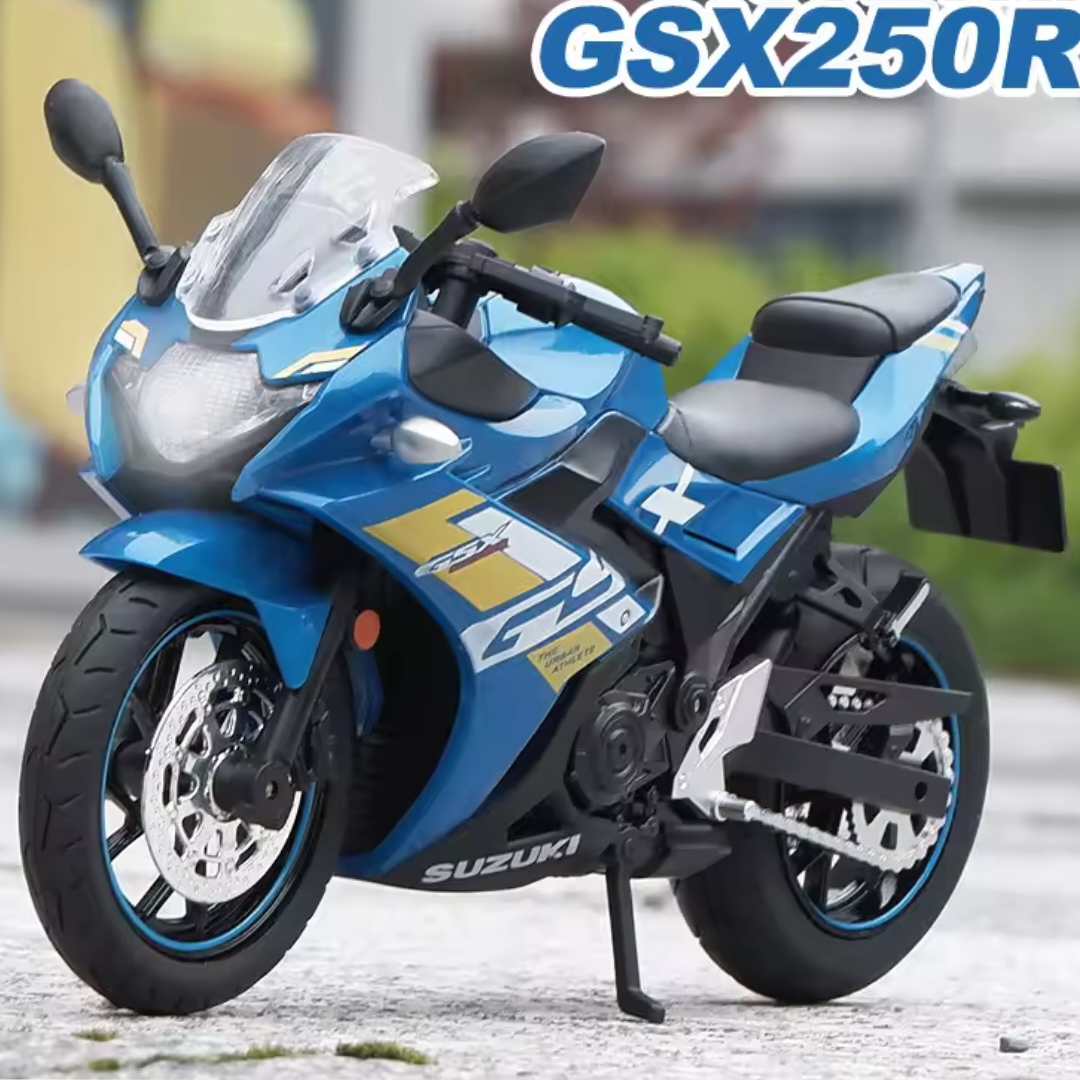 Simulation Diecast Suzuki GSX 250 R Super Bike Model Playing Toy Light Sound 1/12 Scale Multicolor