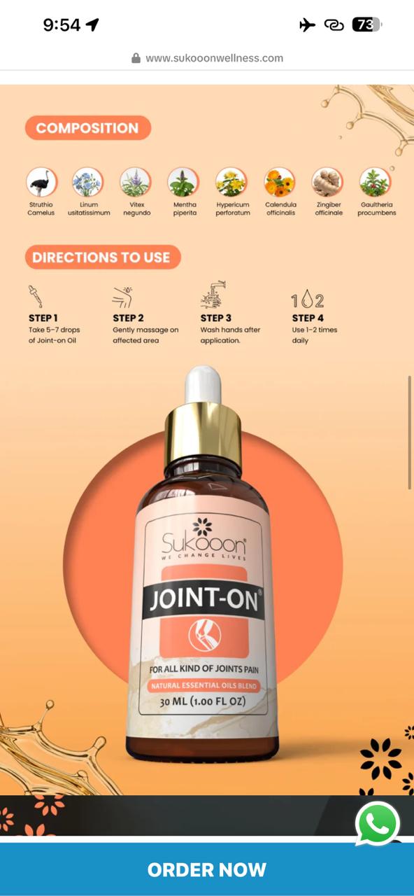 Joint On Oil Pack 50ML – Herbal Massage Oil for Joint, Knee, Back & Muscle Care | Body Massage Oil