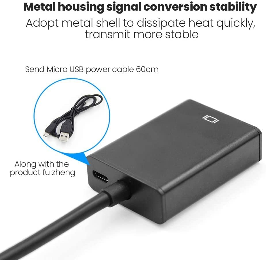 VGA to HDMI With Audio New Universal Converter, Cable Version, VGA + Audio in/HDMI Out