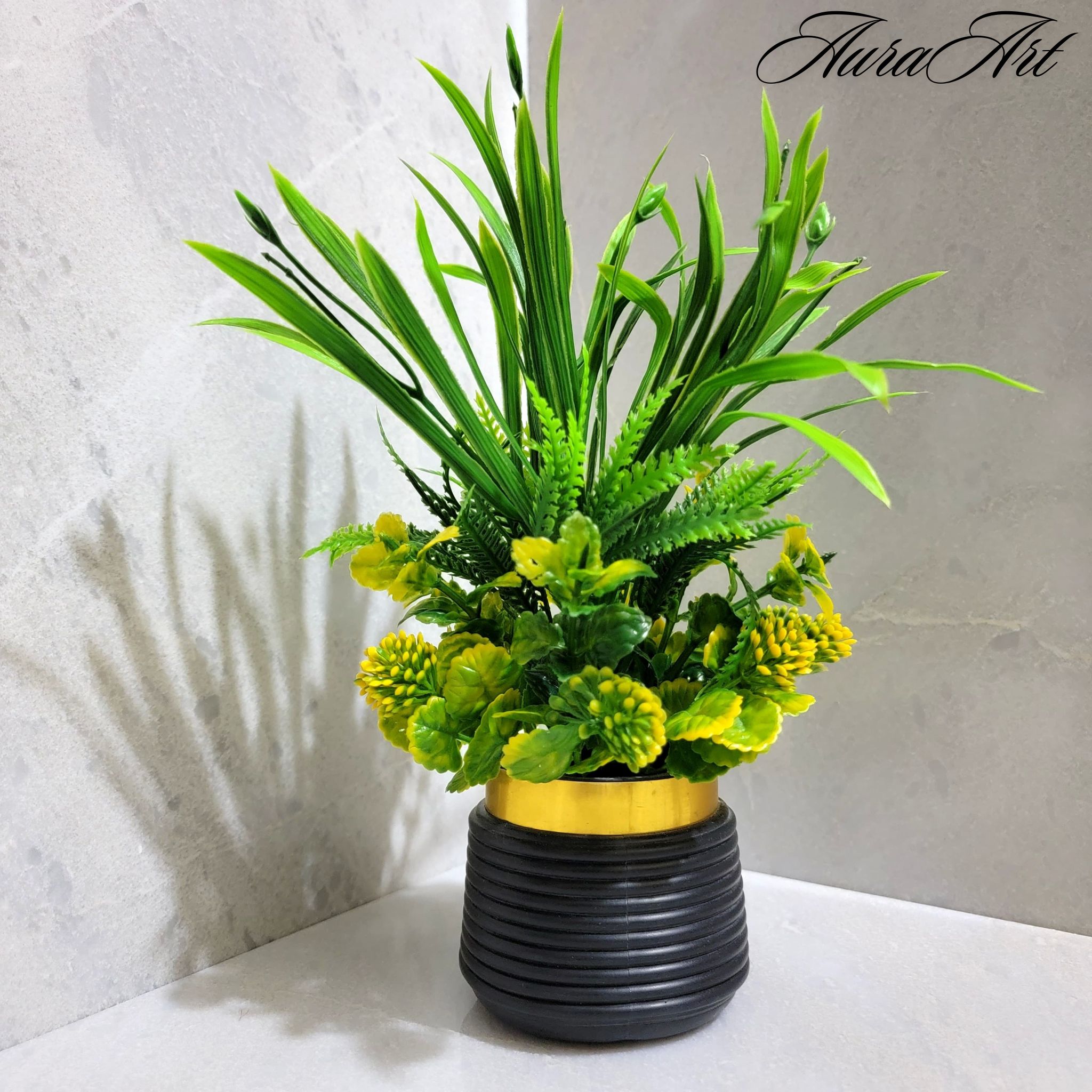 Artificial flowers 10 inches Wild Plant with Pot - Table top Decor | Decoration pieces for room