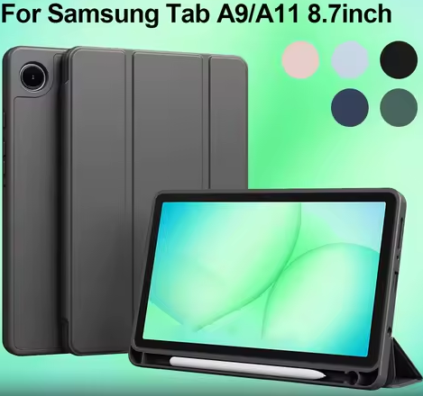 for CASE Samsung GalaxyTab A11 / Tab A9 8.7-Inch 2025/2023 , Soft Flexible Flip Case Cover with S Pen Holder for Samsung Galaxy Tab A9/A11 8.7 inch with Auto Sleep Wake