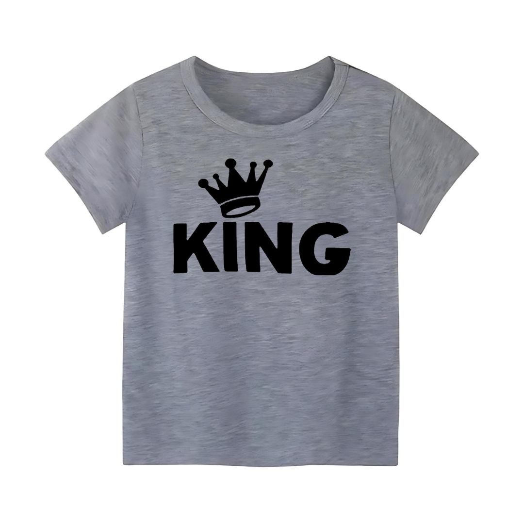 Chote Bachay Printed T-Shirts for Boys - King Grey T-shirt - Premium Printed T-shirts For Teen Boys & Girls - High Quality T-shirts For Toddler Boys & Girls - 100% Cotton, High-Quality DTF Prints, Ages 6 Months to 12 Years, Free Delivery
