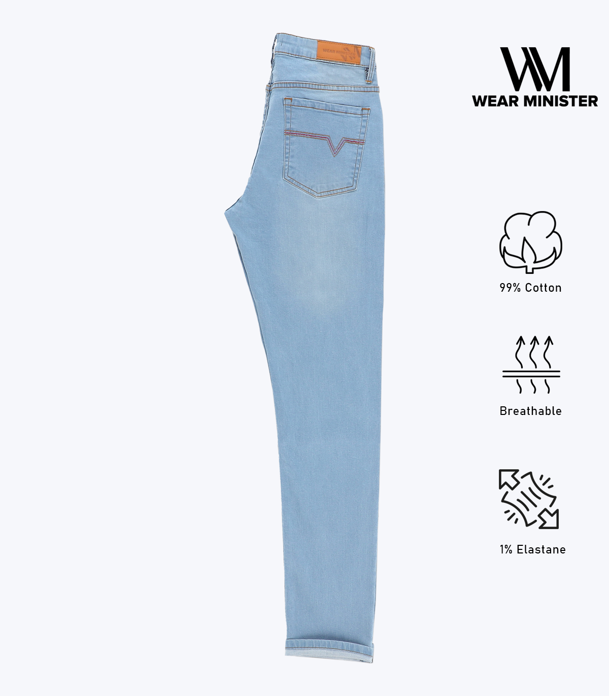 Wear Minister Women Full-Length Stretchable Denim Jeans - Breathable Mid-Waist Stretch Fit Jeans