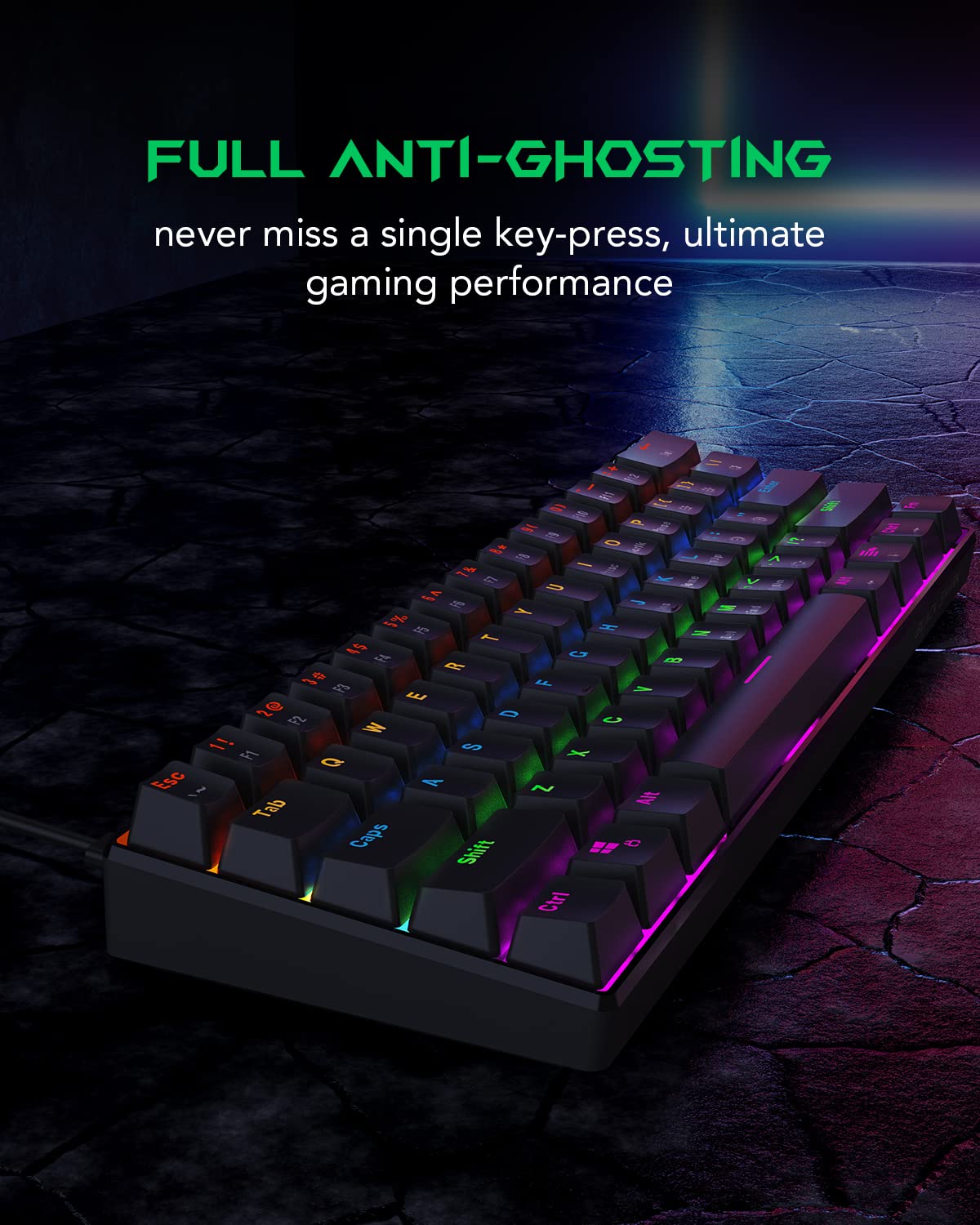 BLACK SHARK MECHANICAL KEYBOARD GAMING RGB BACKLIT WIRED PROGRAMMABLE SIXGILL K4 Blue Switch(Black)