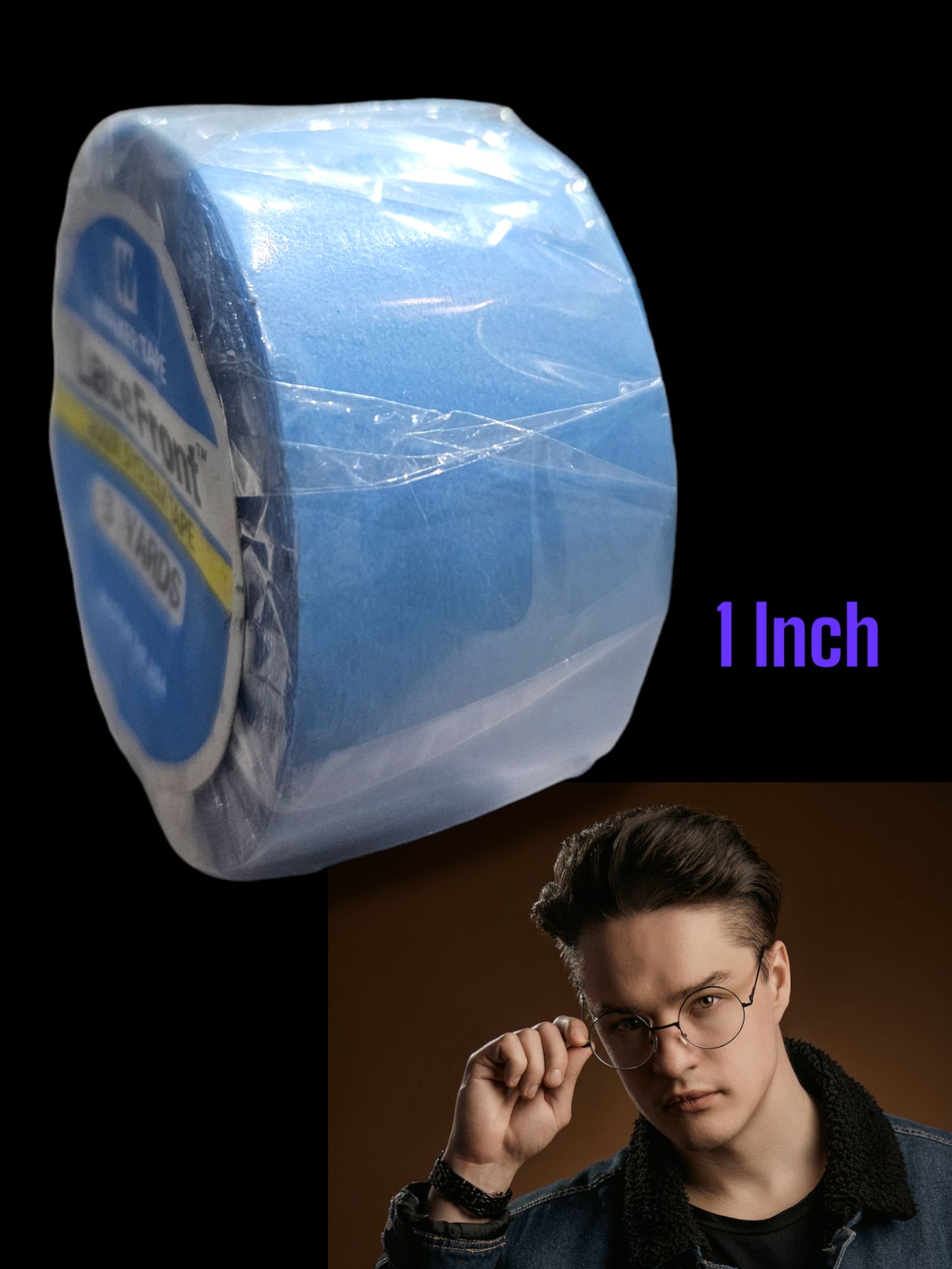 Walker Lace Front Support Tape Roll - No-Shine Blue Double-Sided Hair System Tape - 1 cm, 2 cm & 1 inch Widths, 3 to 36 Yards