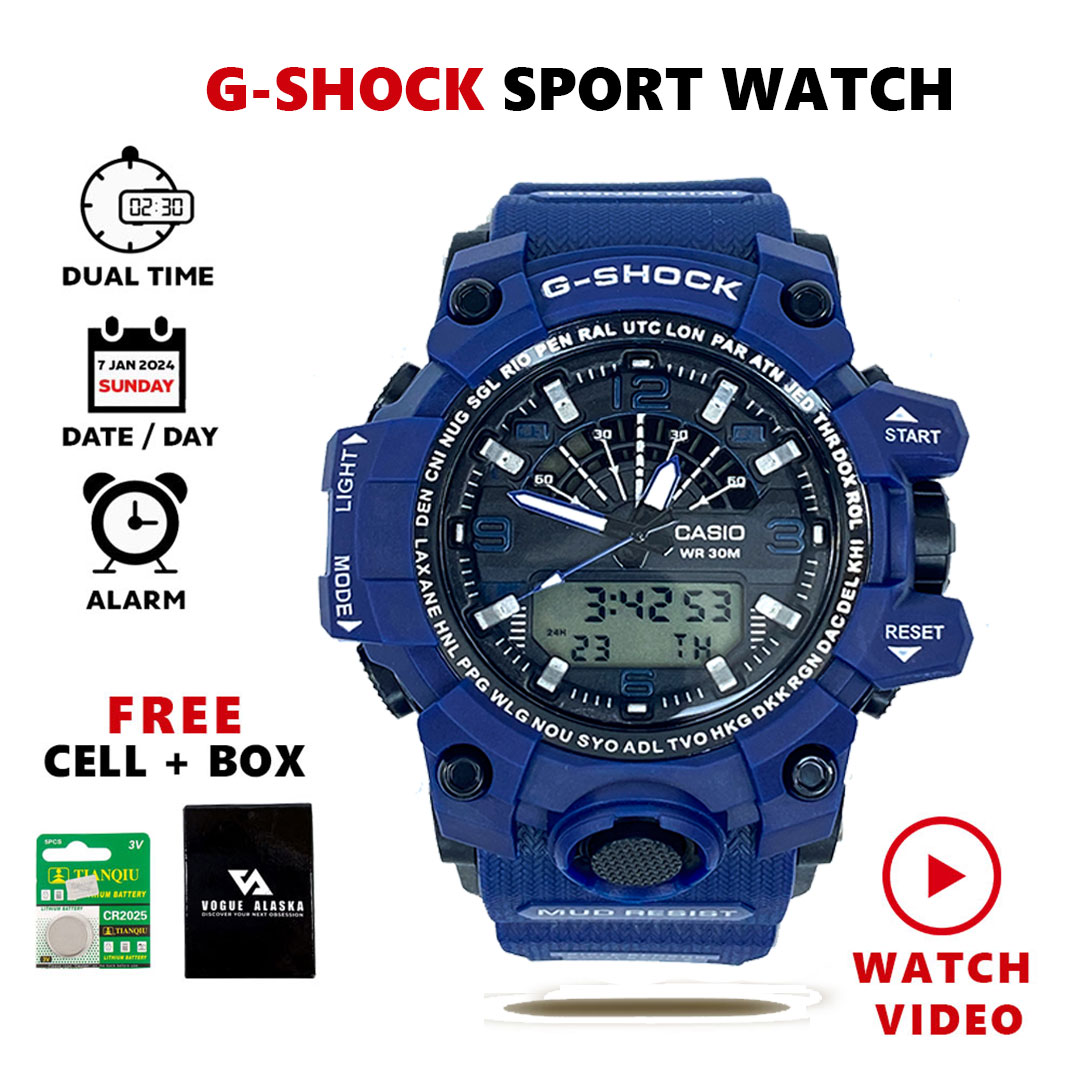 Sports Watch Mud Resistant Antimagnetic Dual Time Display 20BAR Water Resistant Sports Watch for Men