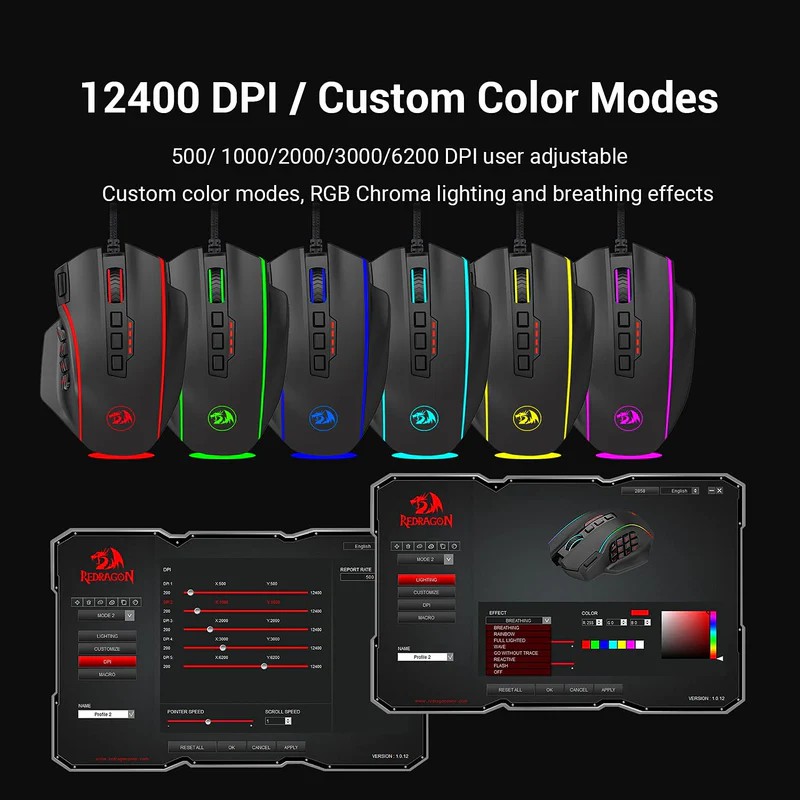 Redragon PERDITION 4 M901-K-2 Wired Gaming Mouse RGB with 19 Programmable Buttons 10 790847524b55133c8c9df8317ef6f11e