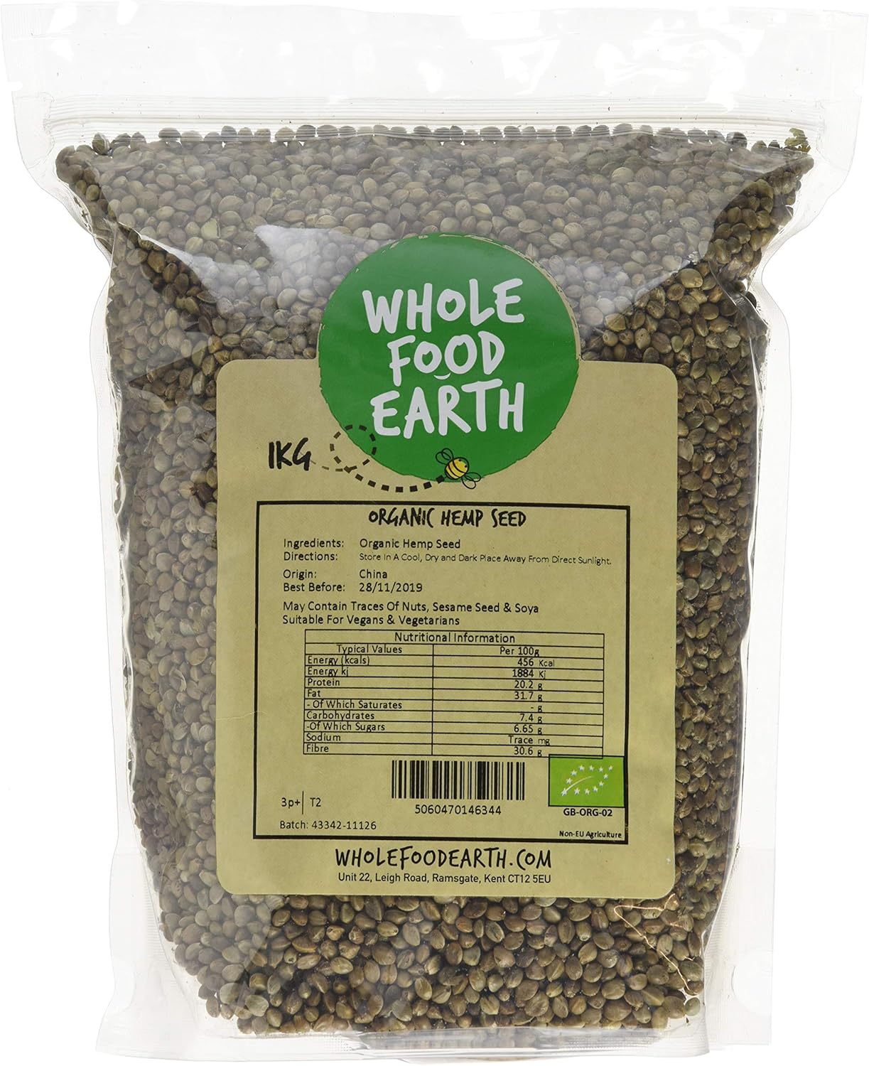 Wholefood Earth Organic Hemp Seed – 1 kg | Daraz.pk