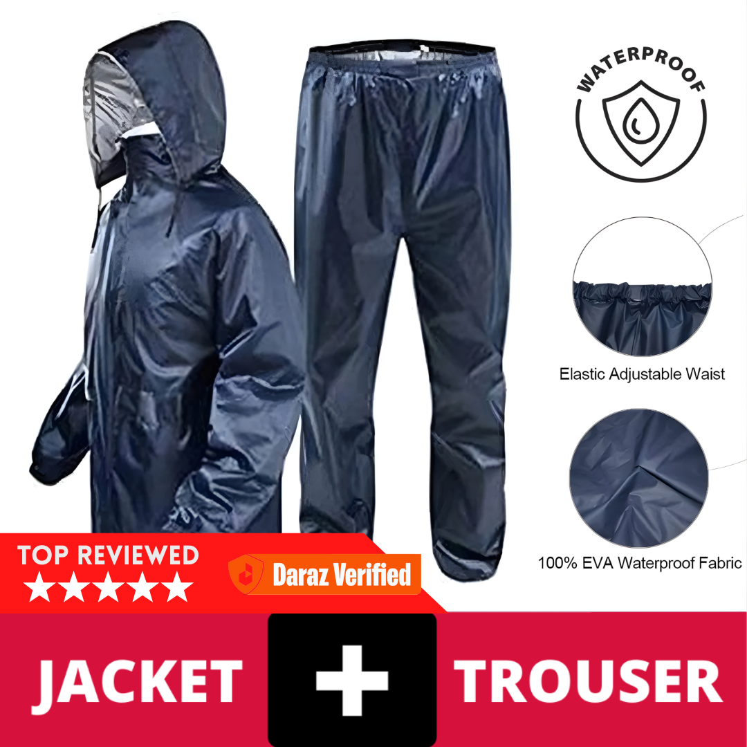 Rain Suit / LITE WATER PROOF / Rainsuit / Rain Cote With Trouser / Rain Coat With Cap For Men And Women| Pakistan’s #1 Best-Selling 2-Piece Hooded Rain Jacket & Trouser Set – Al Madina Store