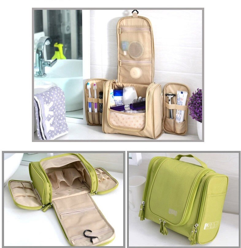 Travel Portable Cosmetic Bag 6 Color Hang Hook Folding Wash Make-Up Organizer Neceser Makeup Pouch For Women Beauty Toilet Bag