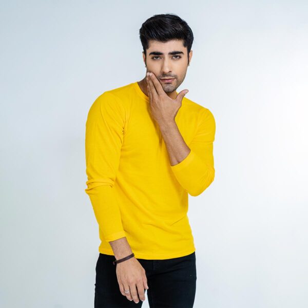 Basic Yellow Full Sleeve Tshirt For men