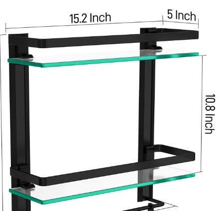 BATHROOM AND KITCHEN SHELF STRAIGHT BLACK AND SILVER | Daraz.pk