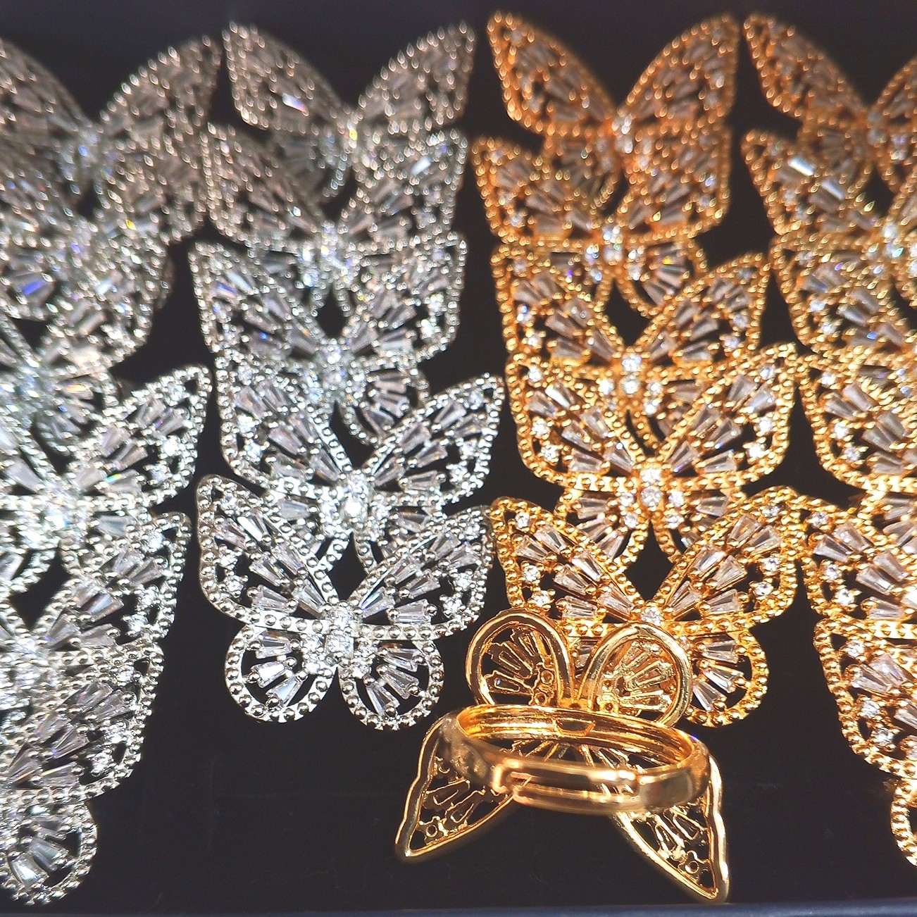 New Sight New Fashion Brand Jewelry Zirconia Butterfly Engagement Rings for Women Gift Adjustable Open Wedding Rings