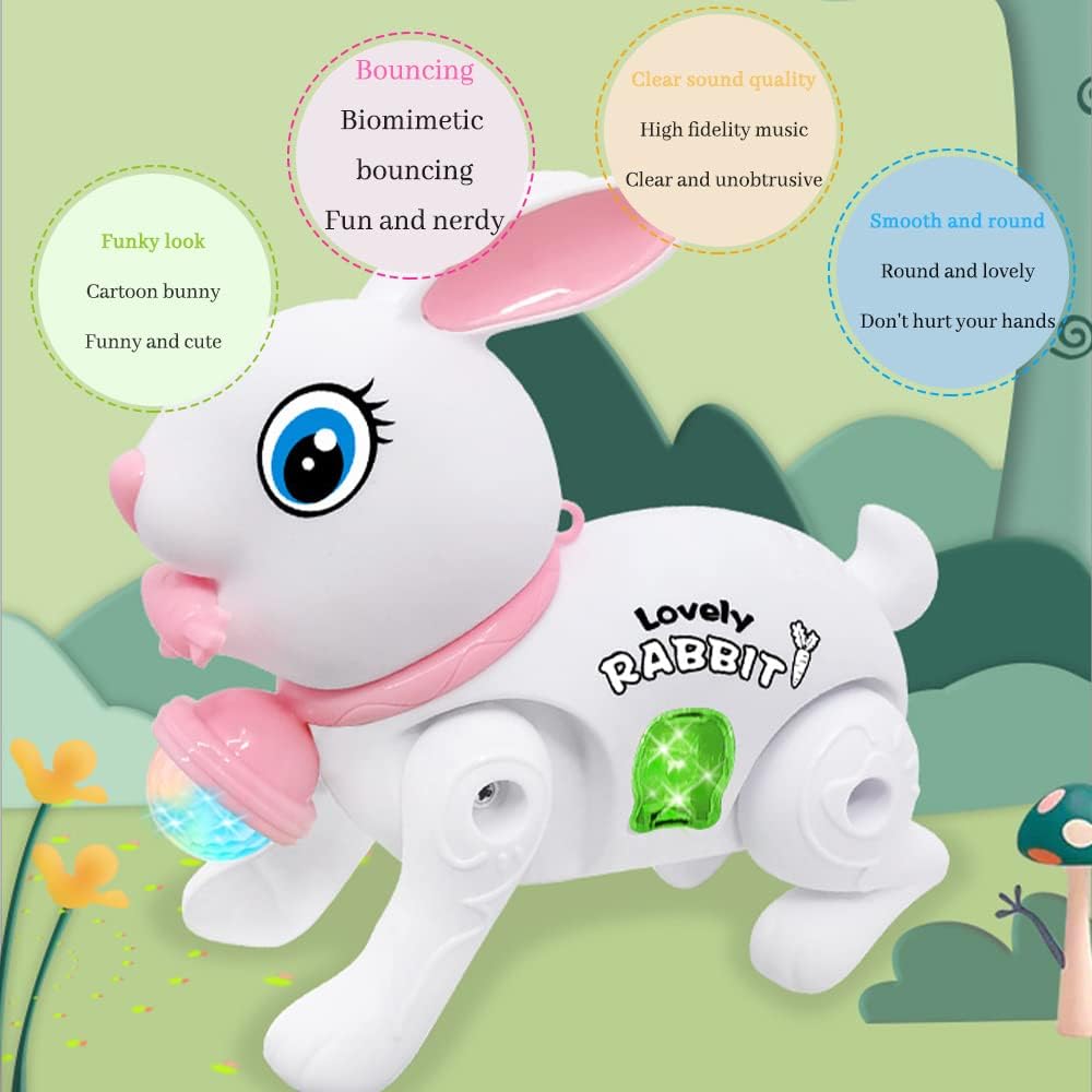 Free Delivery - Electric Bunny Rabbit Plush Toy with Music & LED Perfect Birthday Gift for Girls Boys Kids