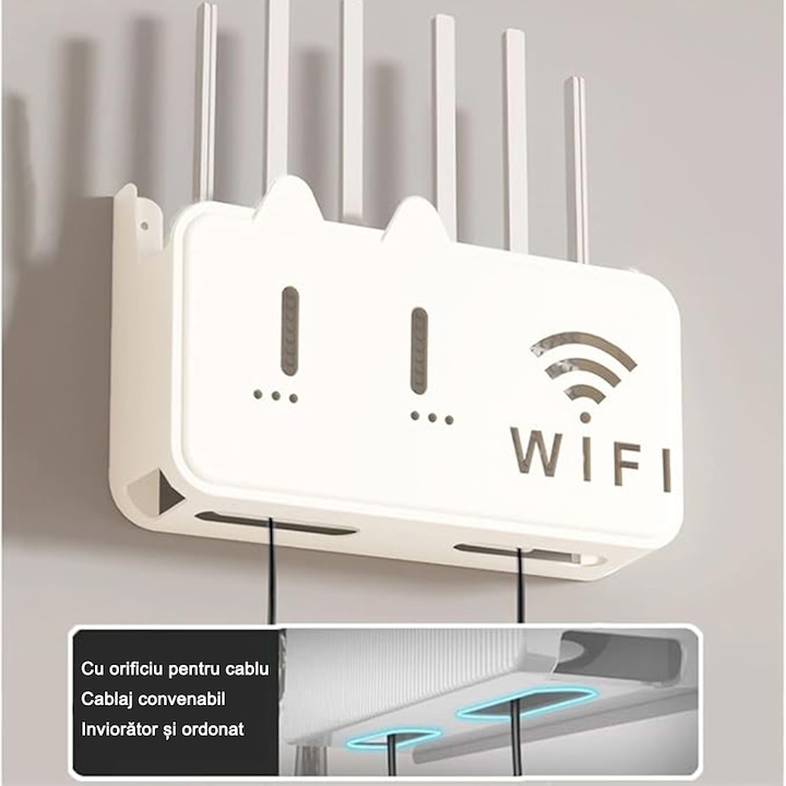 Wall Mounted WiFi Router Stand & Holder Wall Shelf | Wireless Storage Box & Decorative Cable Organizer | Wall-Mounted Modem Rack for Cord Management | Home Office Router Hider Shelf
