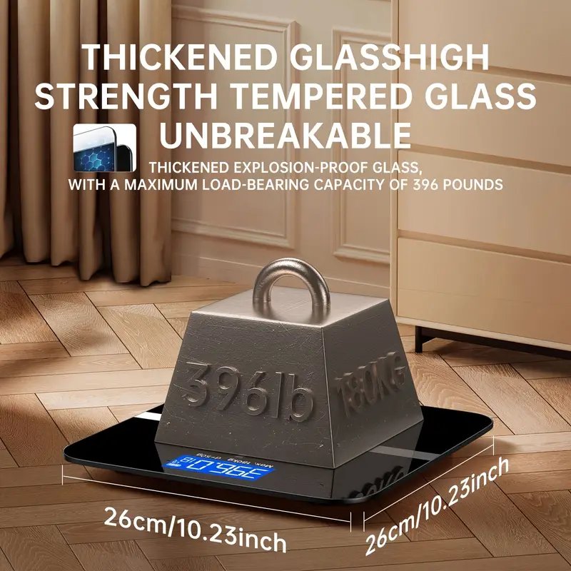 Upto 180kg iScale Rechargeable Weight Machine - 8mm Tempered Glass - Digital Heavy Duty Electronic Weighing Scale with Dual LED Display - Heavy Electric Weight Machine With Durable Steel Quality - For Home & Personal Use - Black//Blue/Silver