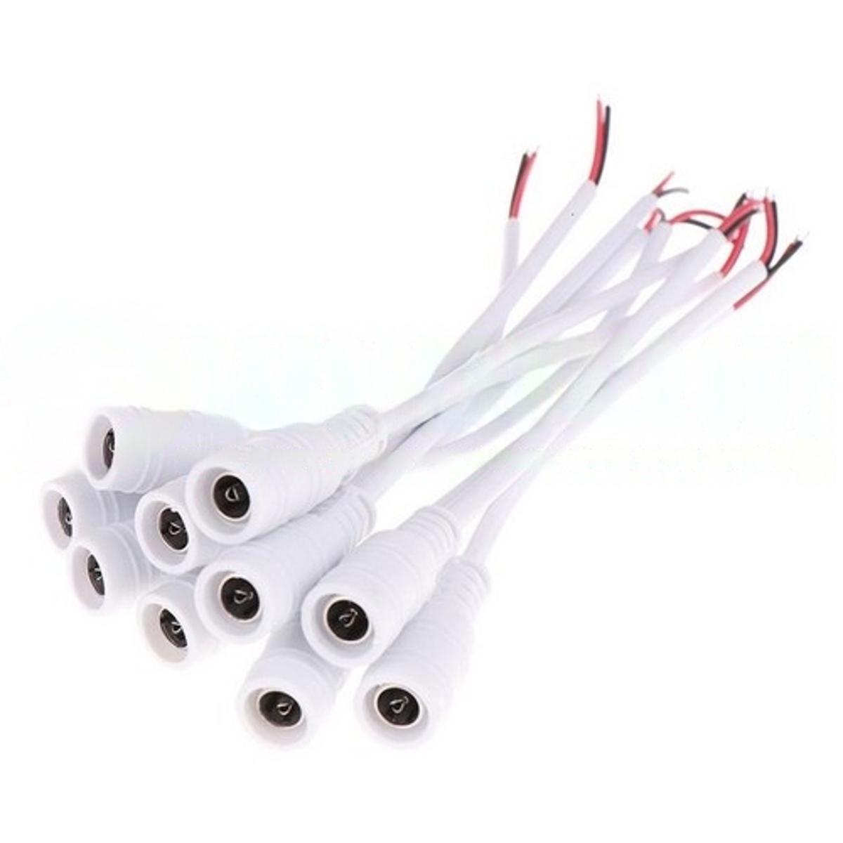 PACK OF 2 White 12v DC Female Power Plug Connector Cable Wire For LED Light In Pakistan